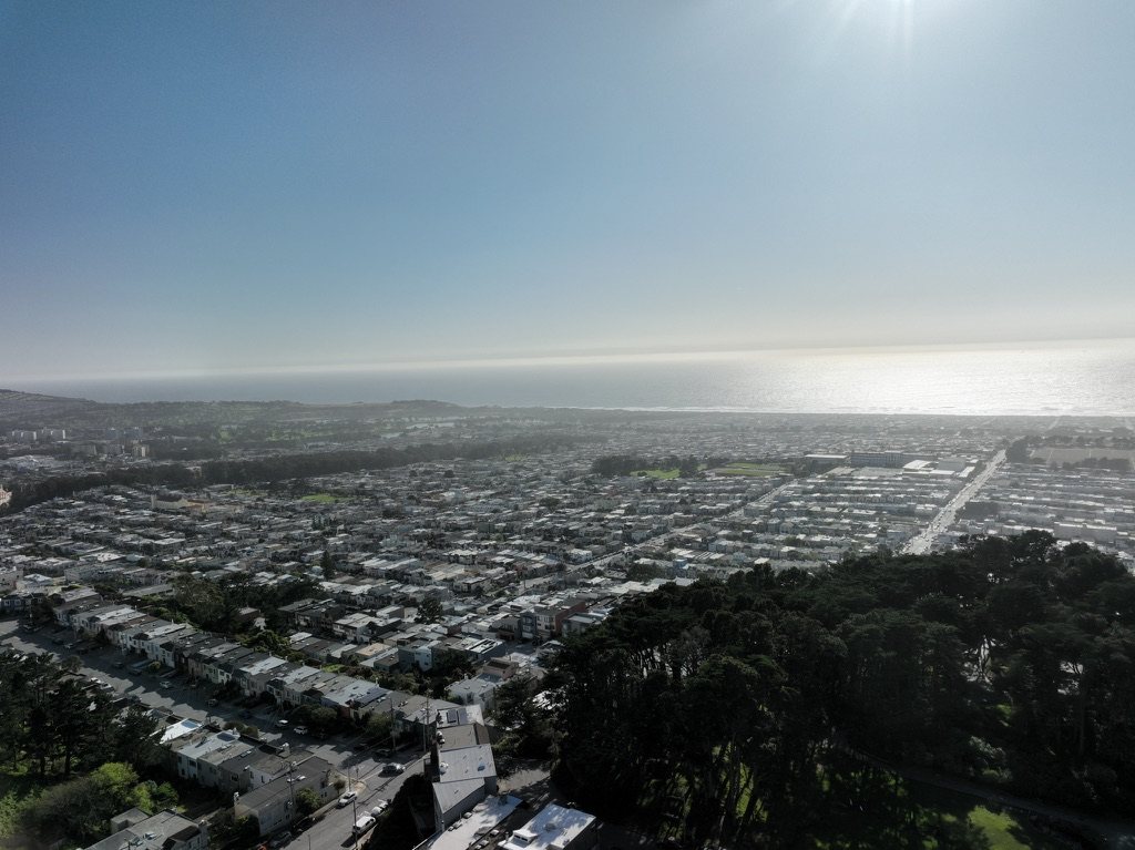 South-facing view across Parkside toward Sloat Boulevard and the San Francisco Zoo.