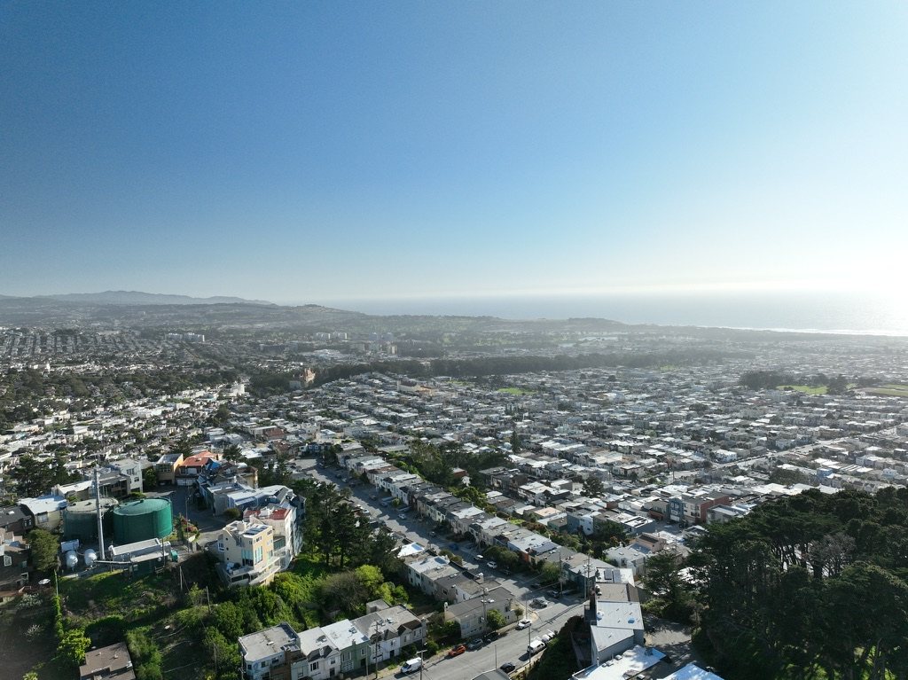 Elevated view from Golden Gate Heights across San Francisco District 2.