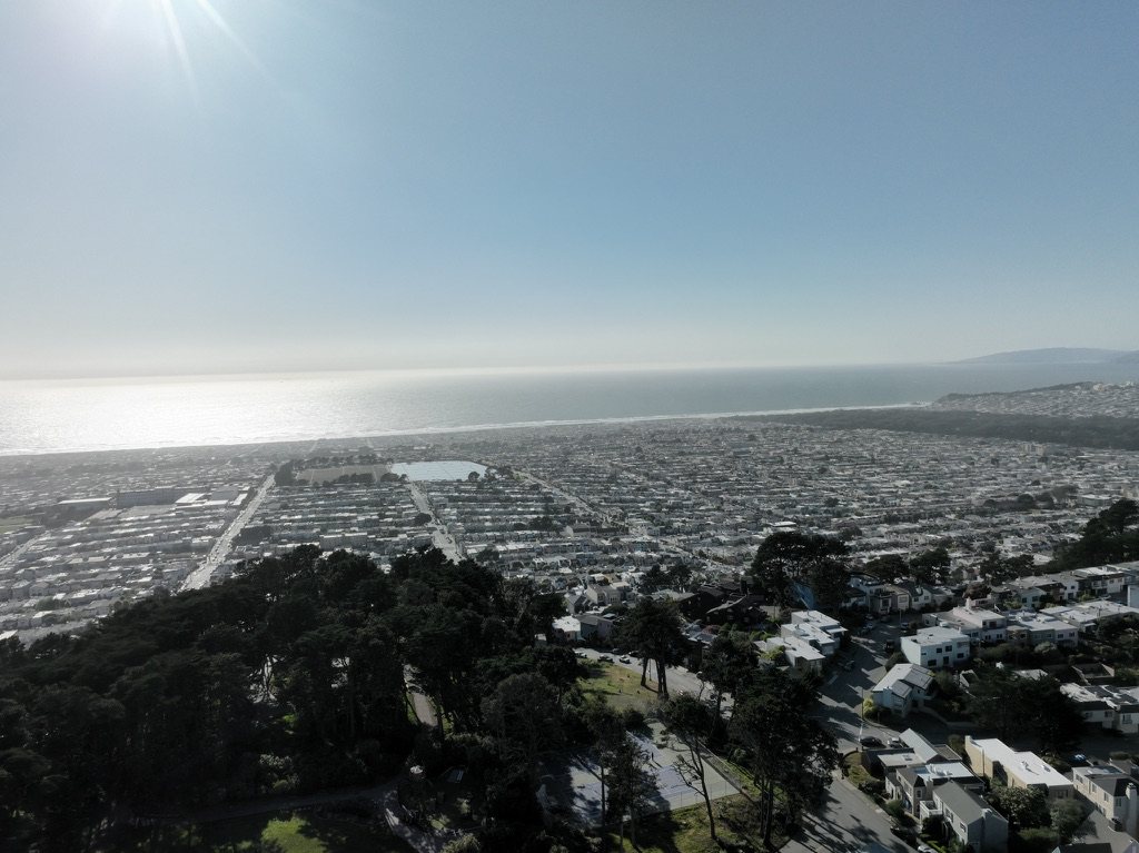 West-facing view across the Sunset District toward Ocean Beach.