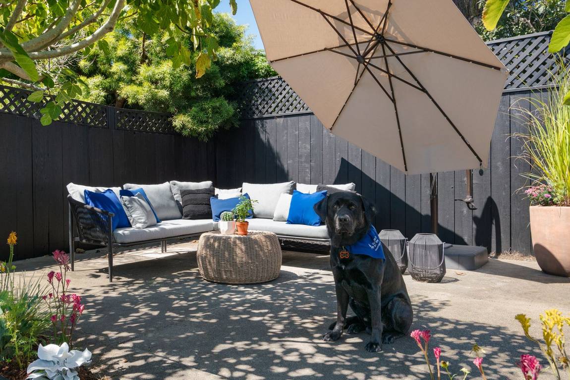 Backyard dining and seating area at 758 Monterey Boulevard